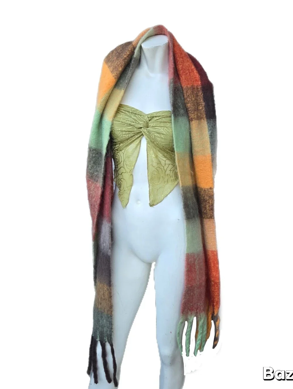 Swedish Mohair Multicolor Checkered Scarf